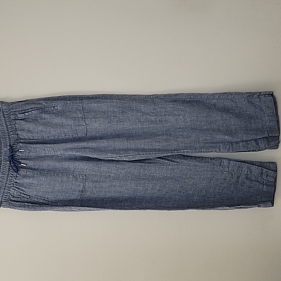 ATHLETA 99% LINEN Chambray Blue RETREAT Slit WIDE LEG Pants Sz 6 - Picture 5 of 16